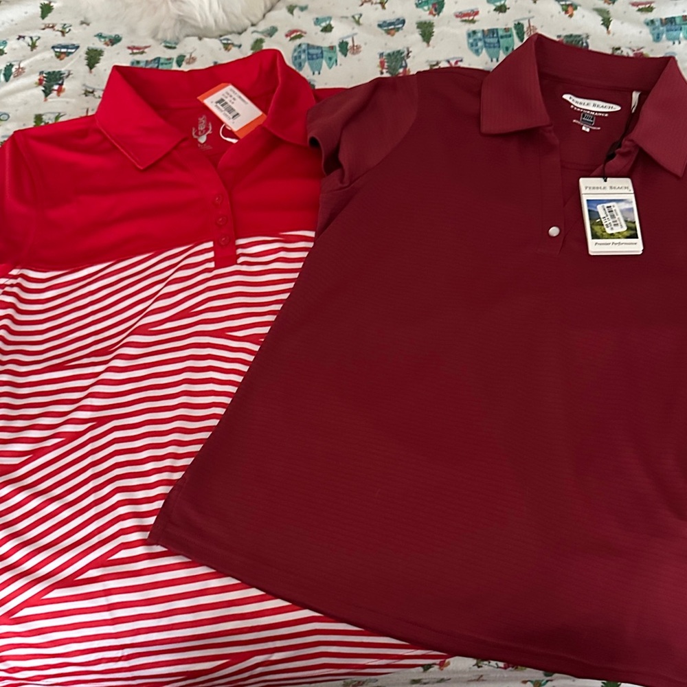 Perry Ellis Red and Burgundy Polos 2 pack! Great for golf or sports